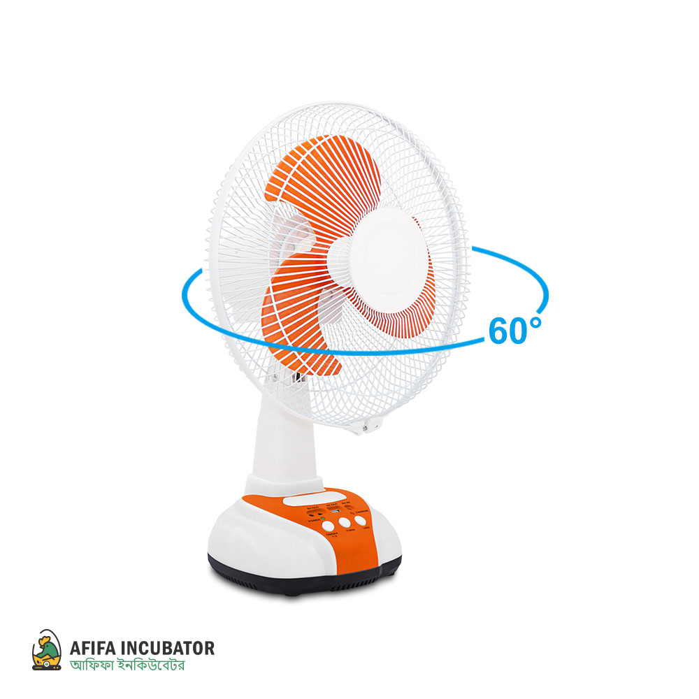 MK Defender 12 inches Rechargeable emergency Fan Solar Fan with solar battery Table Fan with LED light 2 Speed AC DC Charging - Mk-2912. 