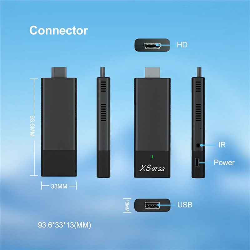 2X XS97 S3 Smart TV Stick Set Top Box H313 Internet HDTV 4K HDR TV Receiver 2.4G 5.8G Wireless WiFi Android 10. 