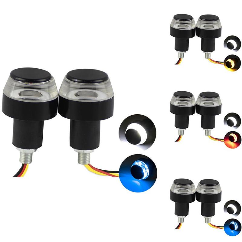 Universal Gutli/Gutka 2pcs Motorcycle 7/8 "22Mm Turn Signal LED Light Indicator Handle Bar End 12V White Yellow Blue Red Flasher Handle Grip Dual Color Blinker Side Marker Hand Lamp. 