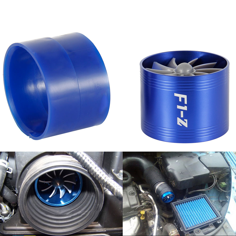 Car Turbine Supercharger F1-Z Turbo Charger Single Double Air Filter Intake Fan Fuel Gas Saver Kit Auto Replacement Part. 