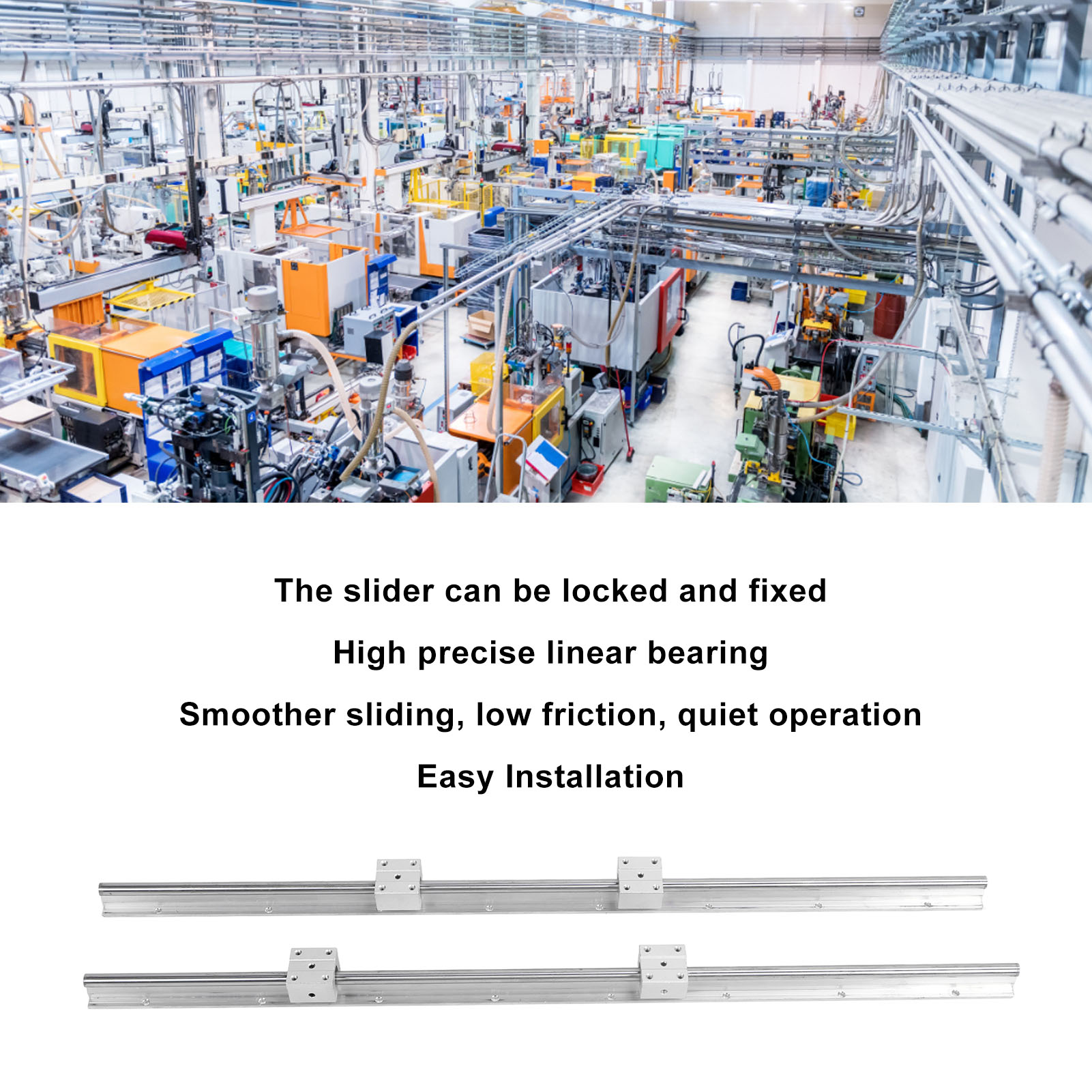 Linear Guide Rail and Slider 800mm Length Linear Rail Slider Set 12mm Diameter Shaft for Machine Tool. 