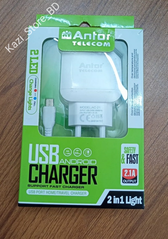 Antor 2 -1A Android Usb Charger (Fast Charging) - Charge Android Devices Quickly With Antor 2 -1A Usb Charger. 