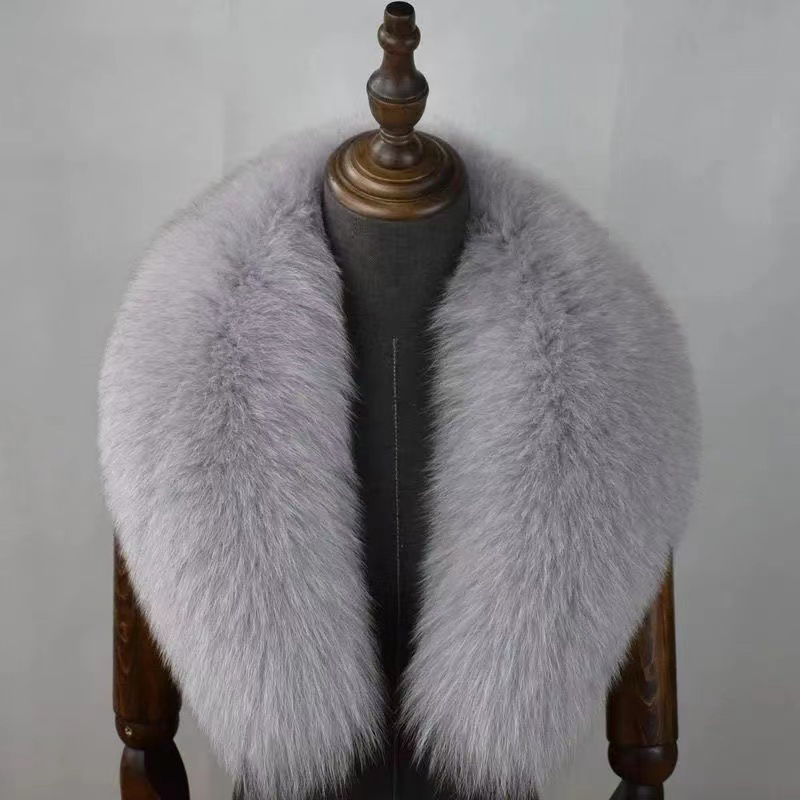 Super Large Fox Fur Collar For Women Men Black Natural Fur Scarf Ladies Winter Neck Warm Warps Furry Scarves for Coat 80-120cm House Foocus. 