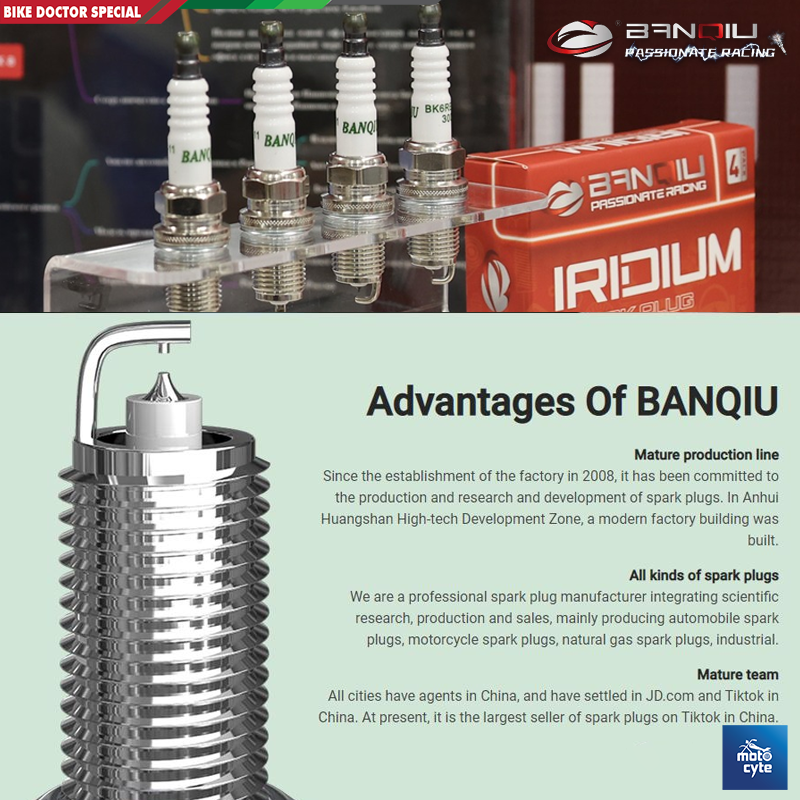 BANQIU Iridium Spark Plug for Motorcycles – Long and Short Thread, Durable, and Efficient (Made in China). 