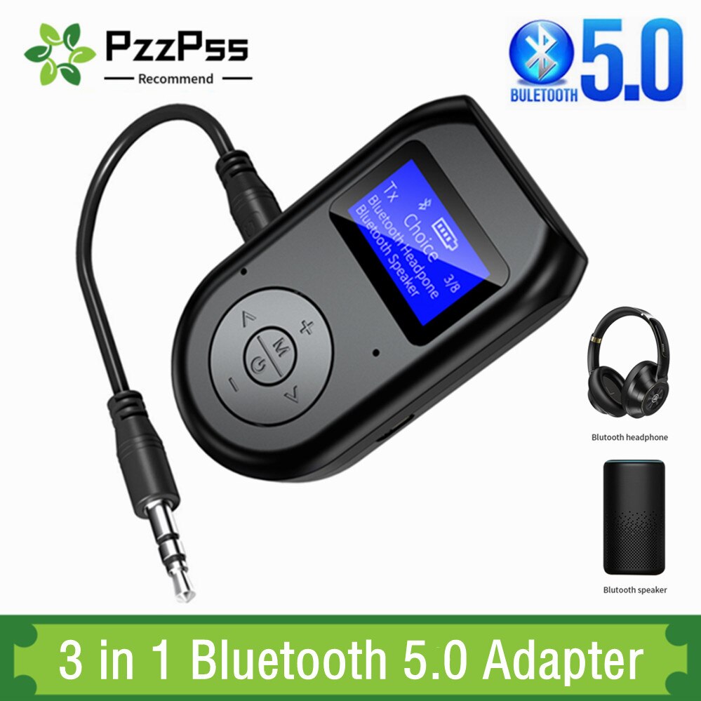 PzzPss Bluetooth 5.0 Transmitter Receiver 3 in 1 Wireless Bluetooth V5.0 Adapter With Display Screen Low Latency Audio Adapter. 