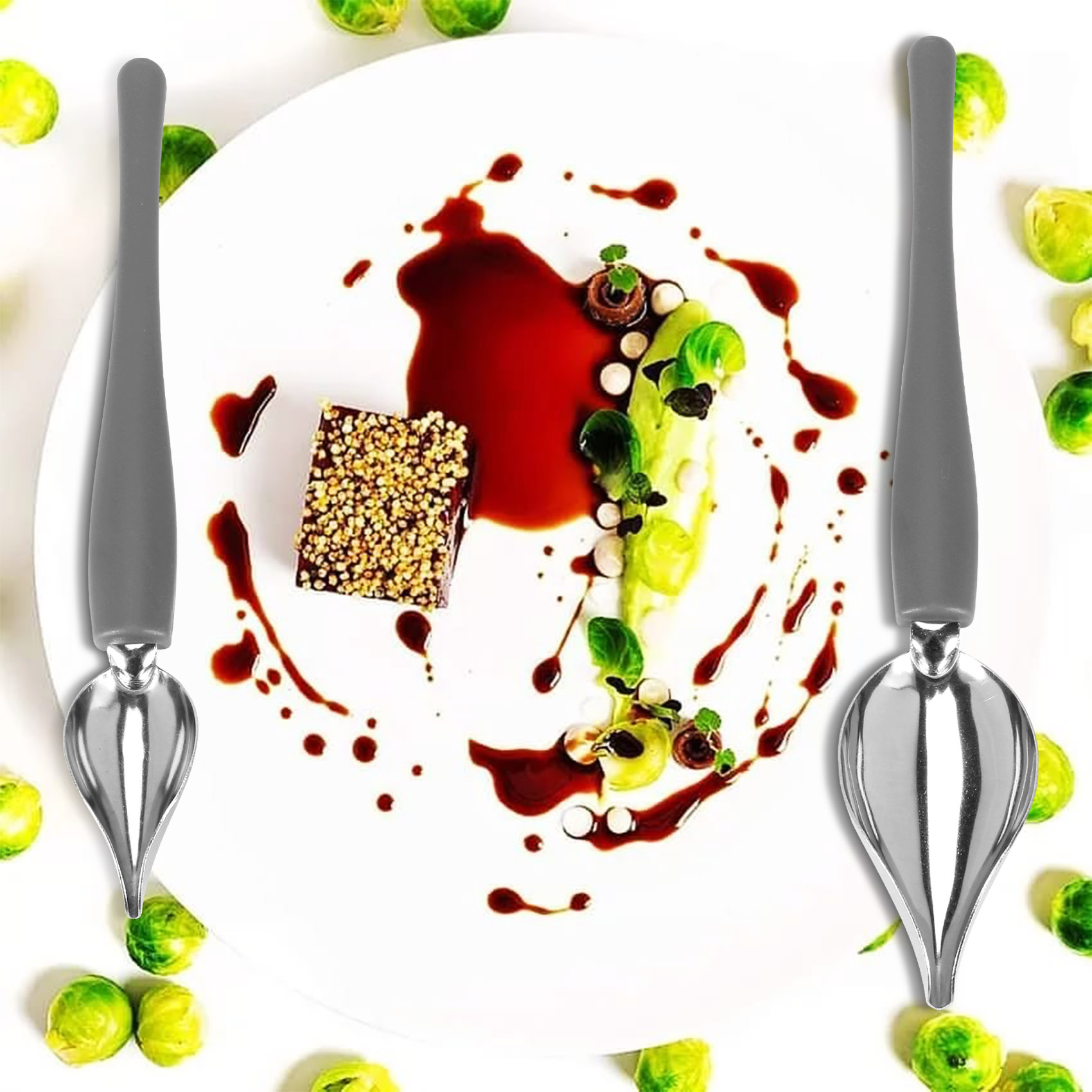 (New)Culinary Drawing Decorating poon et, 2 Pc aucier Drizzle poon,Decorating Pencil poon for Decorative Cake,Coffee. 