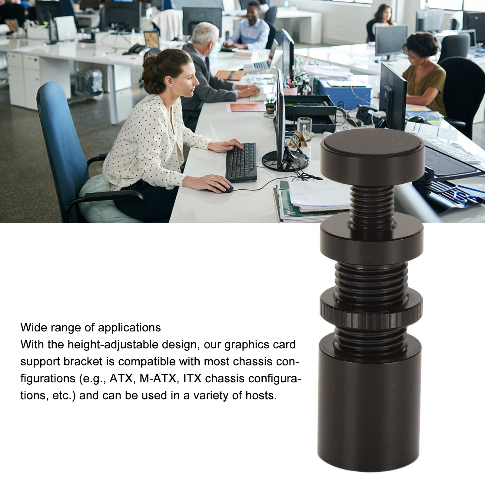 Graphics Video Card Brace, GPU Support Bracket Prevent Sag Height Adjustable with Rubber Pad for All Graphics Cards. 