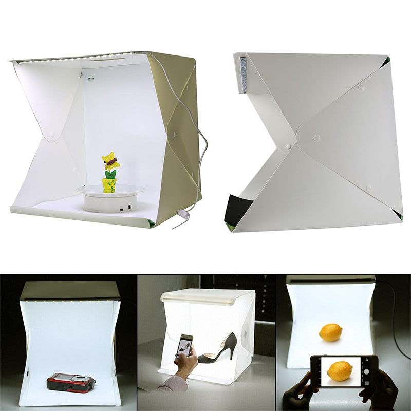 Portable Mini Box Light Room Photo Studio Photography LED Lighting Backdrop With 4 Backdrop Cloth effect and easy to use. 