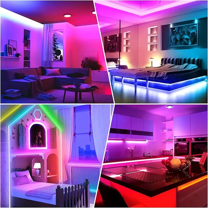 RBG Lights 2 Meter LED Light Strip RGB 5050 Color Changing LED Light Kit Super Bright Flexible Light Strip with 24keys Remote/Bluetooth App Control for Home Decor,Room Decor,Party Decoration TV Lighting Bedroom lighting Wall Lighting. 