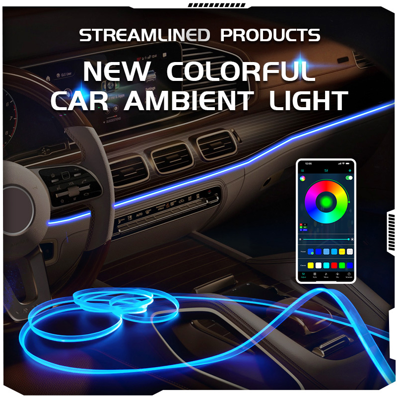 RGB LED Light Strip For Car Interior 1M2M3M4M5M USB Fiber Optic Atmosphere Lamp Support APP Control Ambient Neon Invisible Light