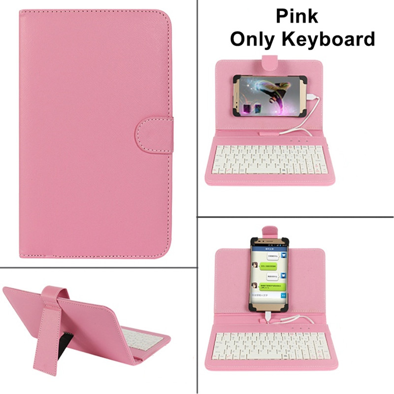 Portable Type-C/Micro-Usb Wired Phone Keyboard Mouse Set With PU Leather Cover ,Phone Keyboard and Mouse for Android With OTG Function For Online Classroom Learning Home Office Android Cellphone Keyboard. 