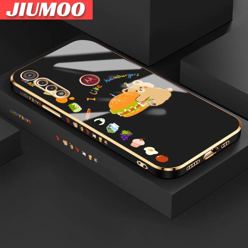 JIUMOO For MOTOROLA G8 Play Case Cartoon Cute Side Phone Case Square Edge Pattern Silicone Luxury Plating Casing Full Back Cover Camera Protection Cases Shockproof Softcase. 