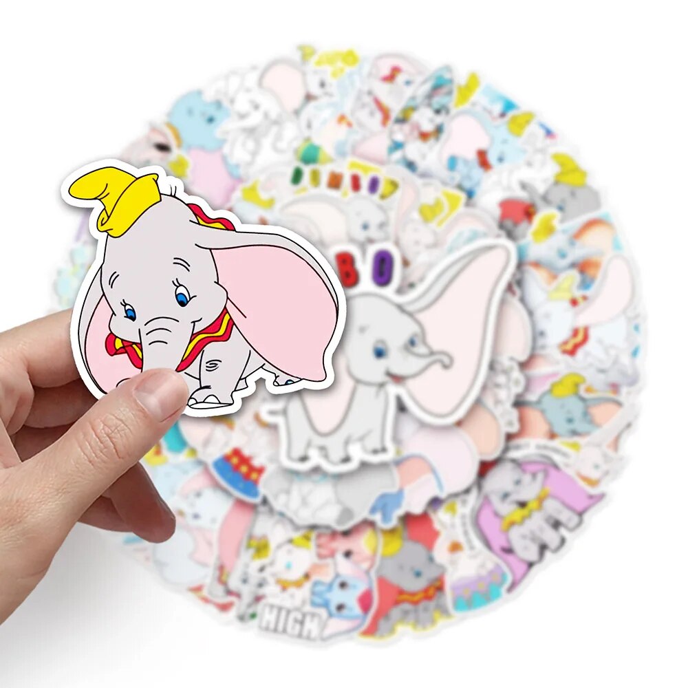 10/30/50pcs Disney Cute Cartoon Dumbo Stickers Decal Kids Toy Scrapbook Diary Phone Laptop Guitar Graffiti Waterproof Sticker. 