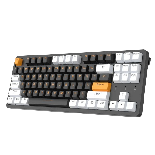 DAREU A87x PRO GASKET TRI-MODE HOT-SWAP 87-KEY RGB BACKLIT MECHANICAL GAMING KEYBOARD WITH VIOLET GOLD PRO / SKY V3 SWITCH. 
