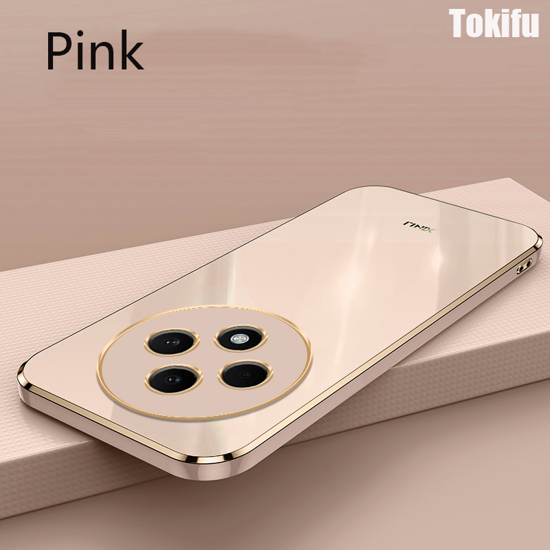 Tokifu For OPPO Reno 12F Case Luxury 6D Plating Soft Back Cover Silicone Phone Cases With Stand. 