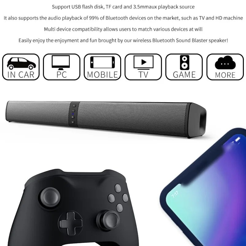 Separable Soundbar for TV with Subwoofer 360° Surround Stereo Wireless Soundbox Home Sound System TF Card AUX FM Radio Sound Bar. 