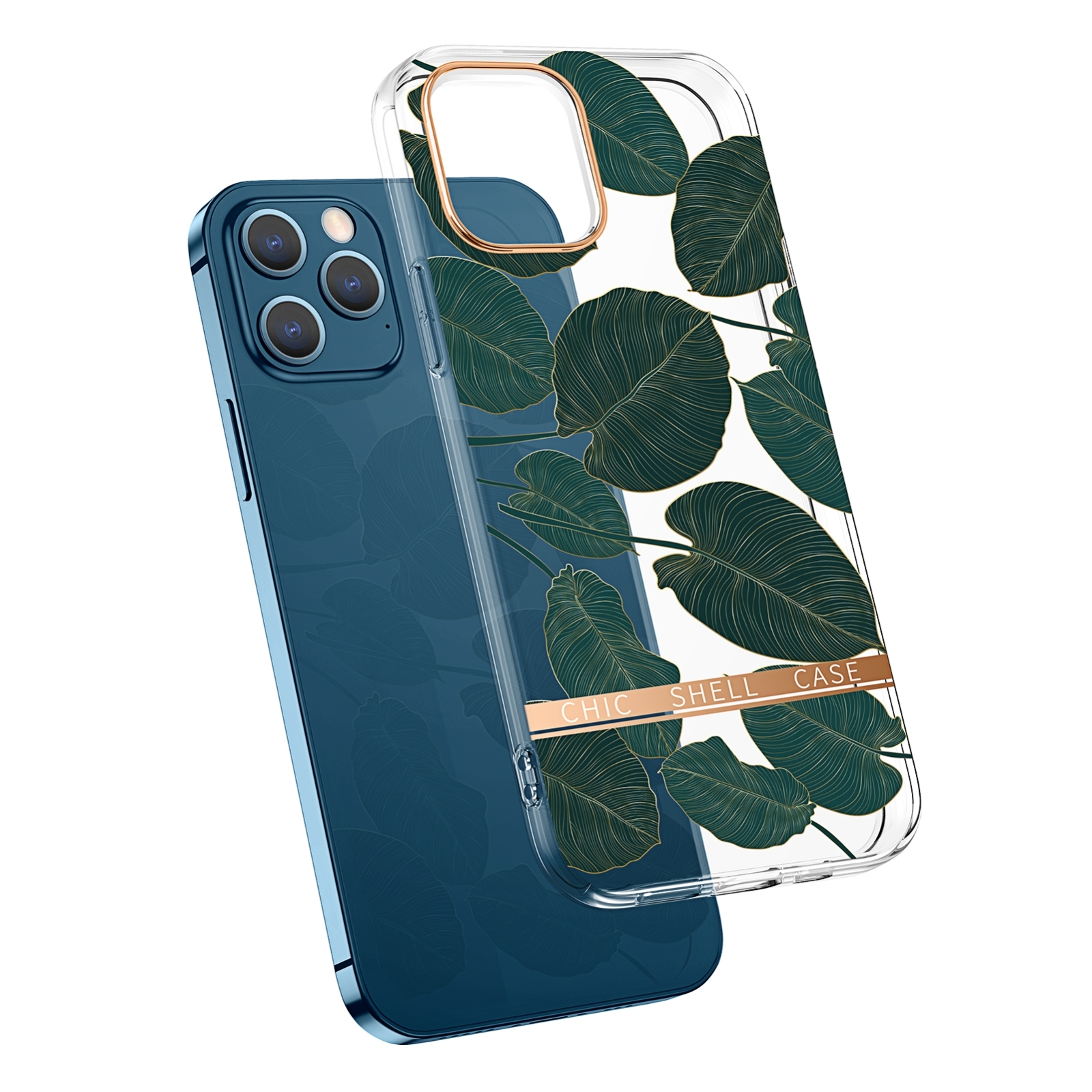 For iPhone 13 Pro Max High Translucent Electroplating Flower Pattern TPU + PC Shockproof Case