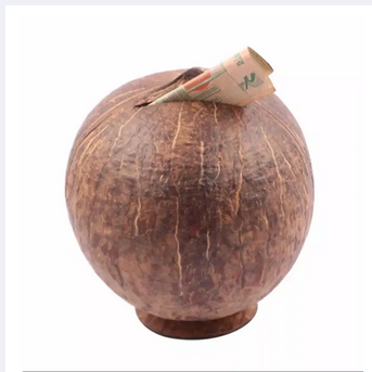 Eco Friendly Handmade Coconut Shell Made Coin Bank Money Saving Bank Coconut She'll Bank
