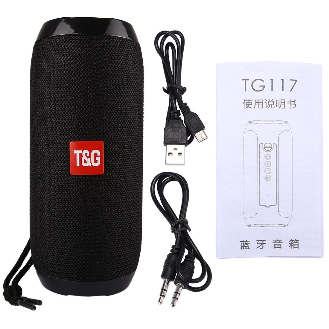 (New)TyG TG117 Portable Bluetooth Stereo Speaker, with Built-in MIC, Support Hands-free Calls y TF Card y AUX IN y FM, Bluetooth Distance: 10m. 