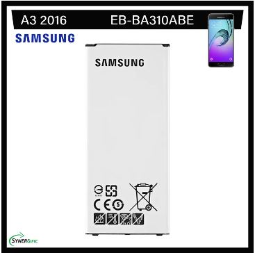 Original Battery for Samsung Galaxy A3 2016 Battery Original, Fit A310, A5310A, A310F, SM-A310F, A310M, A310Y, Model: EB-BA310ABE (2300mAh) High Quality Phone Battery, Synergific. 