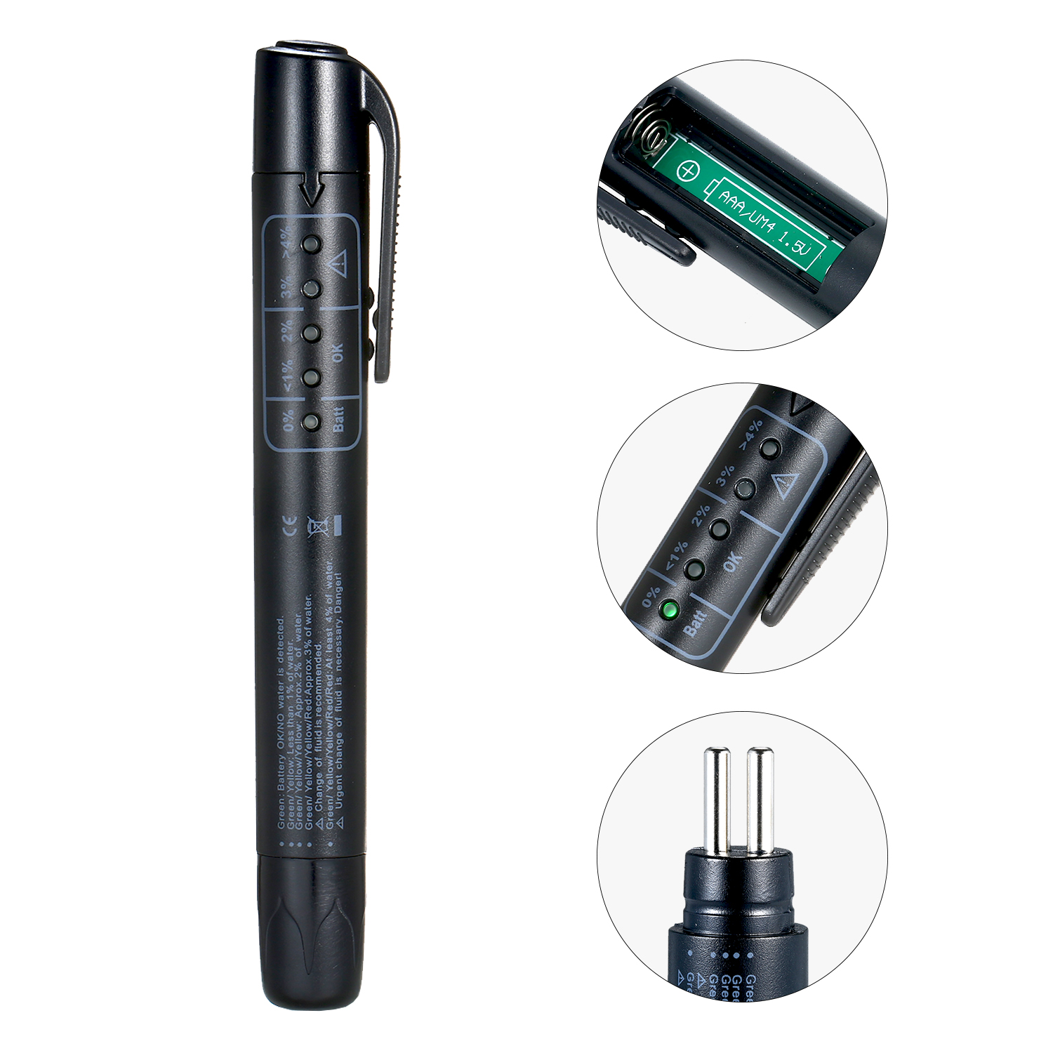 KOGEEK Brake Fluid Liquid Tester Pen Auto Brake Oil Moisture Analyzer with 5 LED Indicators for DOT3 DOT4 DOT5. 