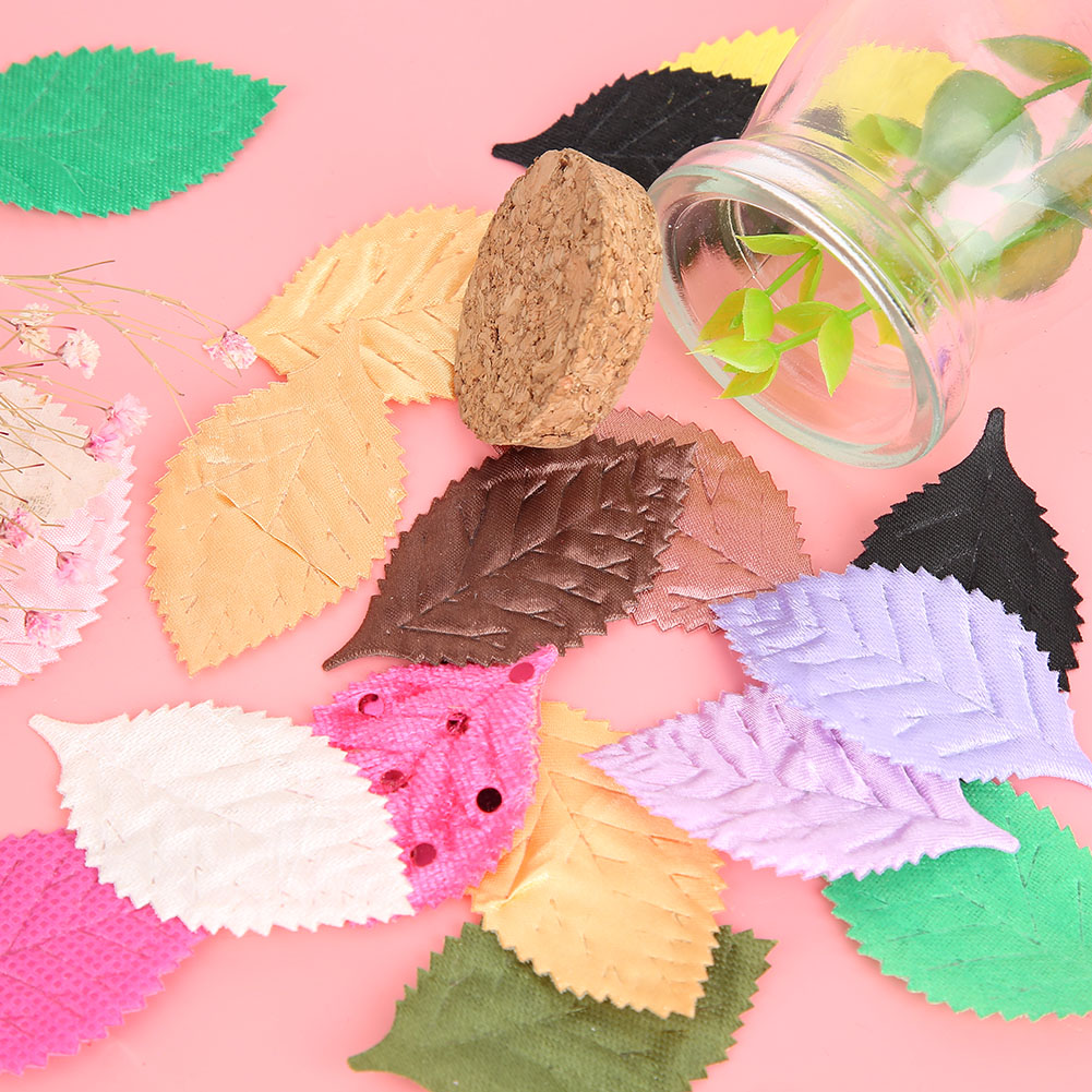 100pcs Artificial Leaves Mixing Color for Cloth Sticker DIY Crafts. 