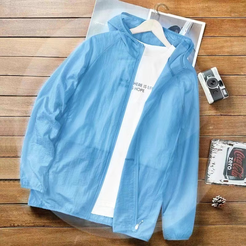 Summer anti-UV Sun Protection Skin Coats Men Ultra-Light Sportswear Hooded Outwear Men suncreen Casual Jackets Running Clothing. 