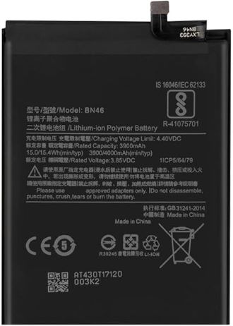 Battery BN46 compatible with Xiaomi Redmi 7, Redmi Note 8, Redmi Note 8 (2021), Redmi Note 8T, (Li-Polymer, 3.85 V, 4000 mAh, Original (PRC), M1810F6LG, M1810F6LH, M1810F6LI)