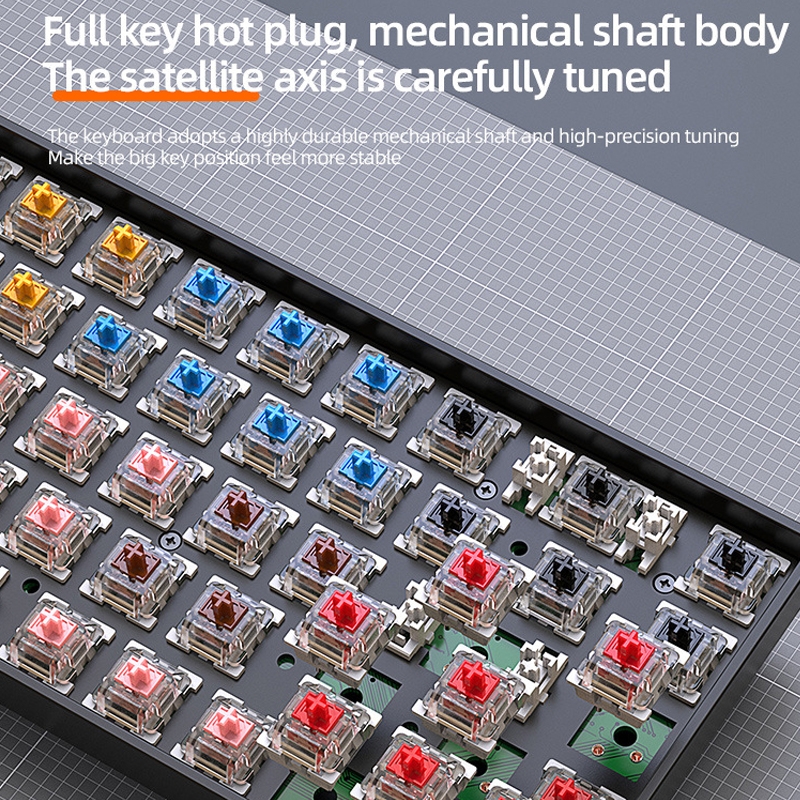 ZIYOU LANG K68 68 Keys Bluetooth Wireless Dual Model Mechanical Keyboard, Style: Red Shaft Version (Shimmering). 