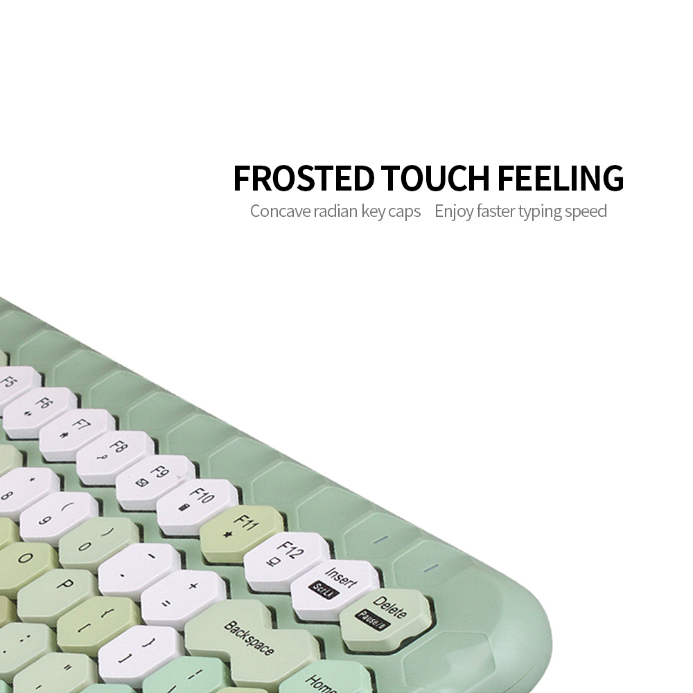 Mofii Honey Keyboard Mouse Combo Wireless 2.4G Mixed Color 83 Key Mini Keyboard Mouse Set with Honeycomb Key Caps for Girl Green. 