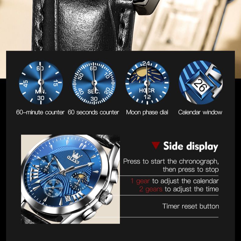 Olevs 2876 Luxury Fashion Chronograph Active Wrist-Watch For Men - Watch For Men - Watch For Men. 