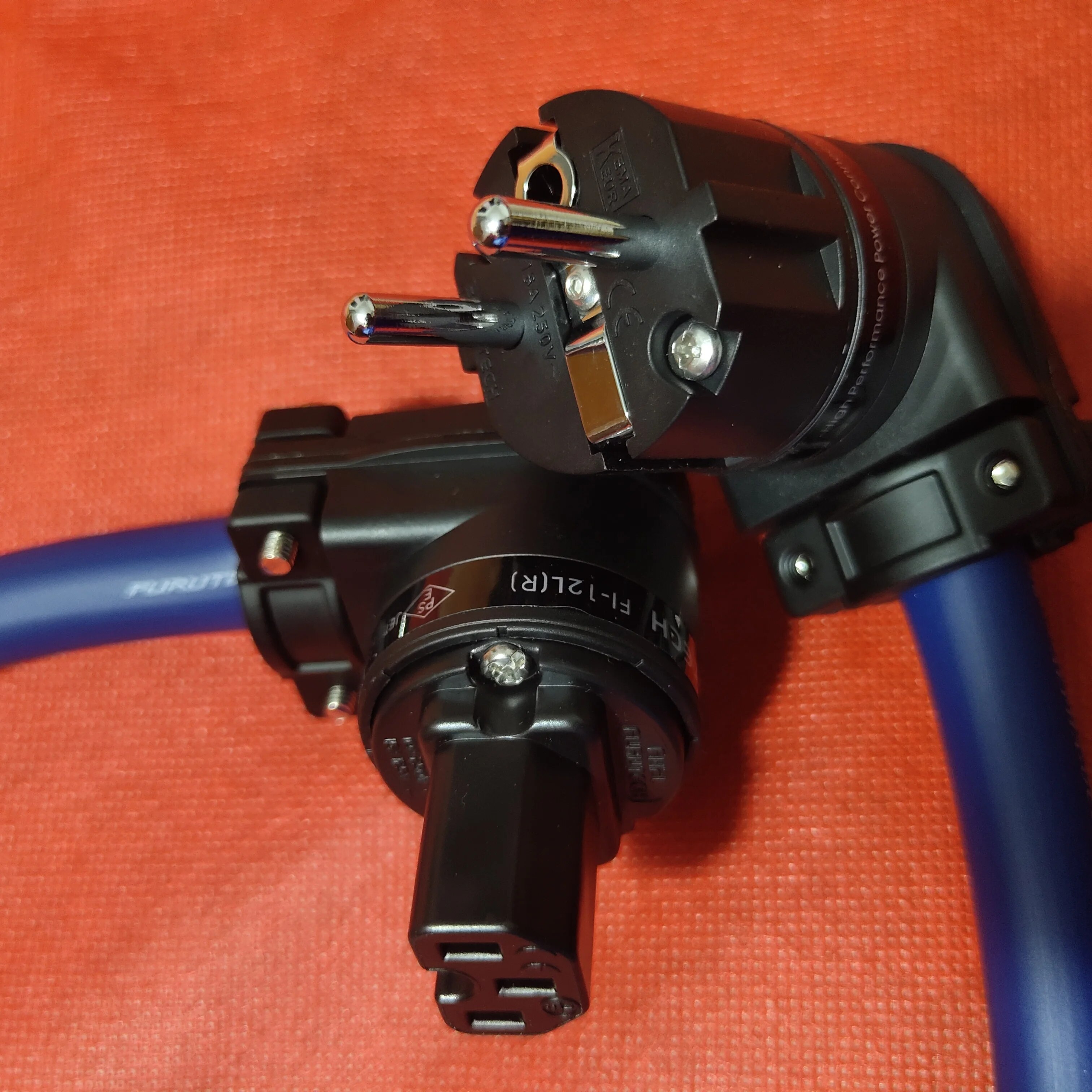 FURUTECH 3ts20 Alpha-OCC Conductor Flagship Fever Power Cord Cable with Original Rhodium Plated 7-Type 90° Elbow EU/US Plug. 