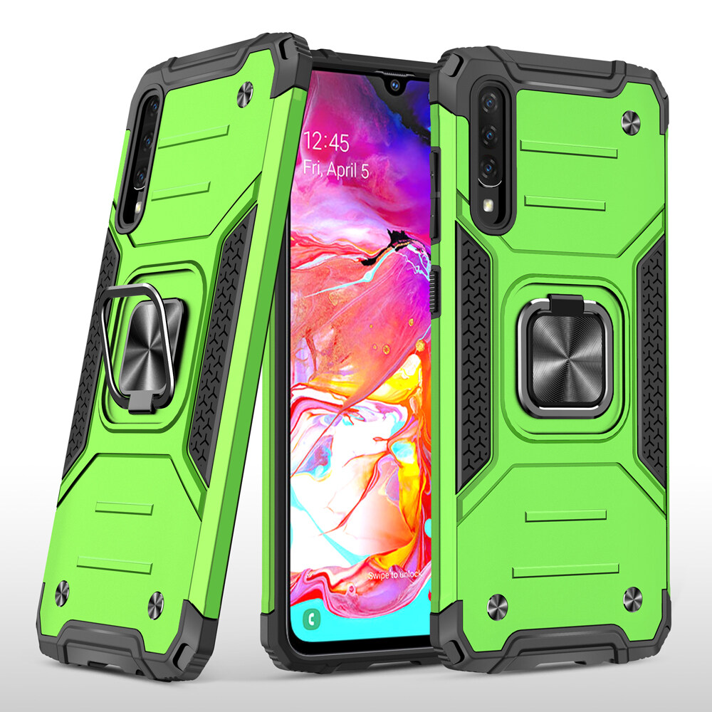 For msung Galaxy A70/Galaxy A70s Premium Double-layer Shockproof TPU Bumper and Polycarbonate Backplane Support Magnetic Car Mount Protective Case Cover