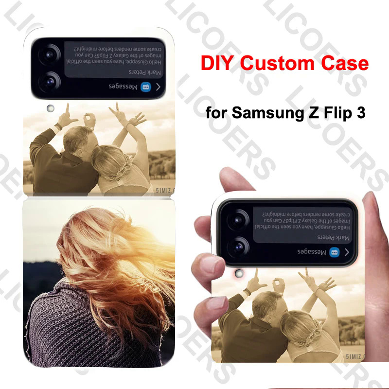 【Healer DingD】 DIY for Samsung Galaxy Z Flip 5 4 3 Case Custom Photo Picture Cover for Galaxy ZFlip3 Transparent Hard Shockproof Funda Shell. 