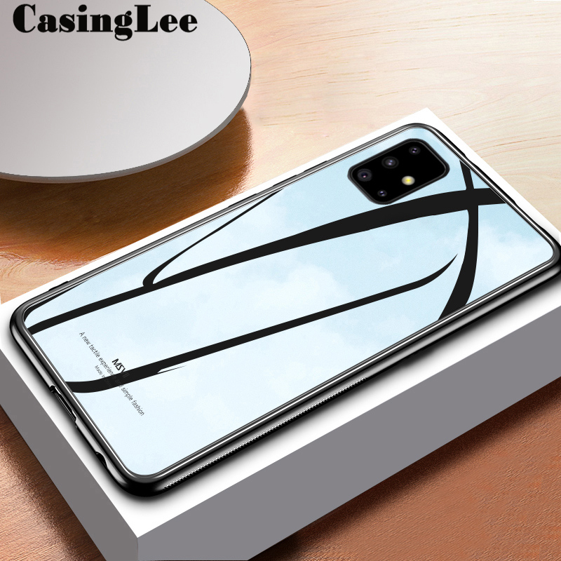 Casinglee For Samsung Galaxy M51 case Glass Phone Case Full Protection Tempered Glass Protetor Back case for Samsung M51 case cover. 