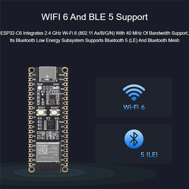 【7Rings Store】（NEW）ESP32-C6-Pico Development Board WiFi 6 Microcontroller ESP32-C6-MINI-1 Module Supports for ESP-IDF. 