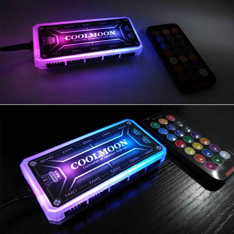 COOLMOON RGB Remote Controller DC12V 5A Chassis Fan Intelligent Controller Lighting Music Fan Controller Control with Cable
