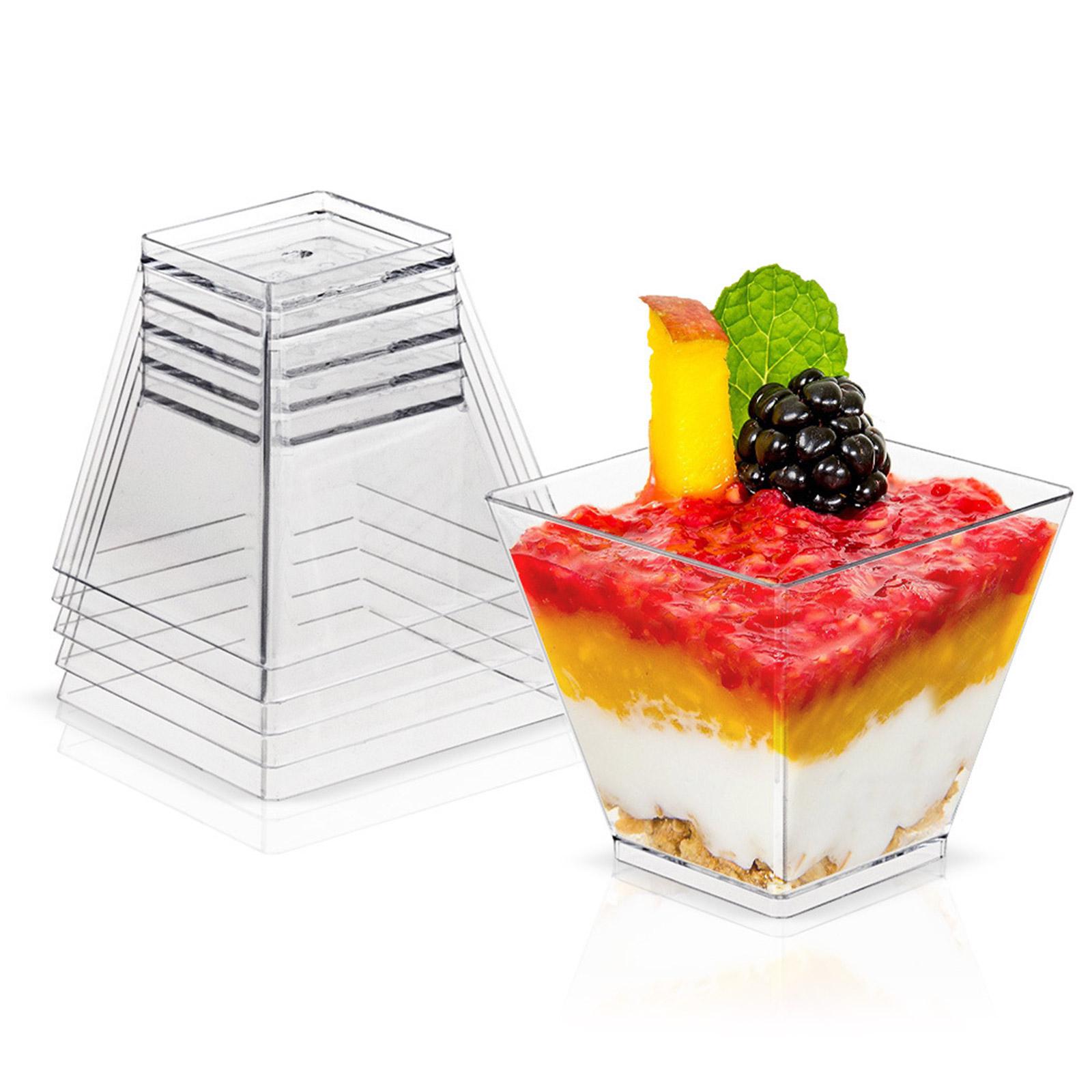 Transparent Dessert Cup Disposable Dessert Cup Yogurt Cups Pudding Cups Plastic Food Container Chocolate Jelly Mousse Fruit Snacks Cups Mini Dessert Cups Party Wedding Tableware. 