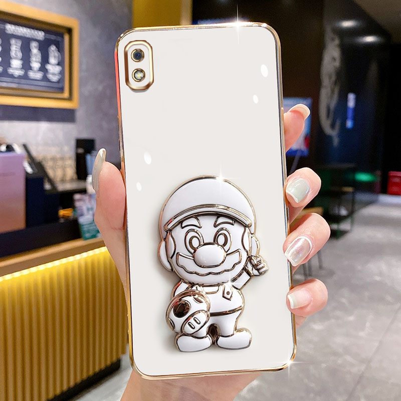 AnDyH For Samsung Galaxy A10 M10 A01 M01 Case 3D Stereo Super Mario Stand Phone Case. 