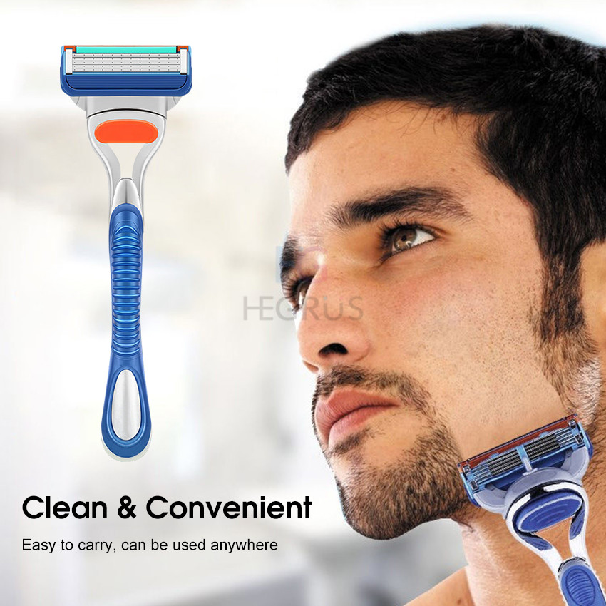 （NEW） Men’s Razor Manual Beard Shaver 5-Layer Ra-zors Manual Beard Trimmer Beard Beard Shaver Kit with 1 Handle and 4 Ra-zor Blade Refills For Men Beard. 