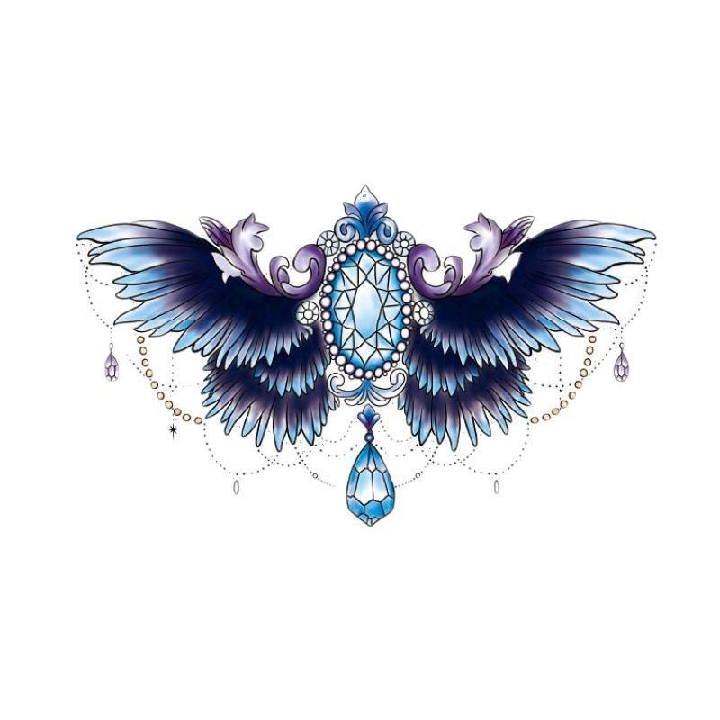 Half tattoo attached to the belly wings lace rose flowers cover the belly and lower abdomen real woman one piece cross. 