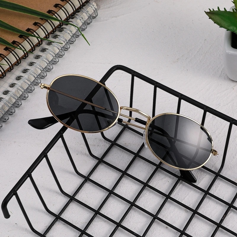 Classic Small Frame Oval Sunglasses Women/Men Brand Designer Alloy Mirror Sun Glasses Dropshipping In Stock Ship Within 24 Hours. 