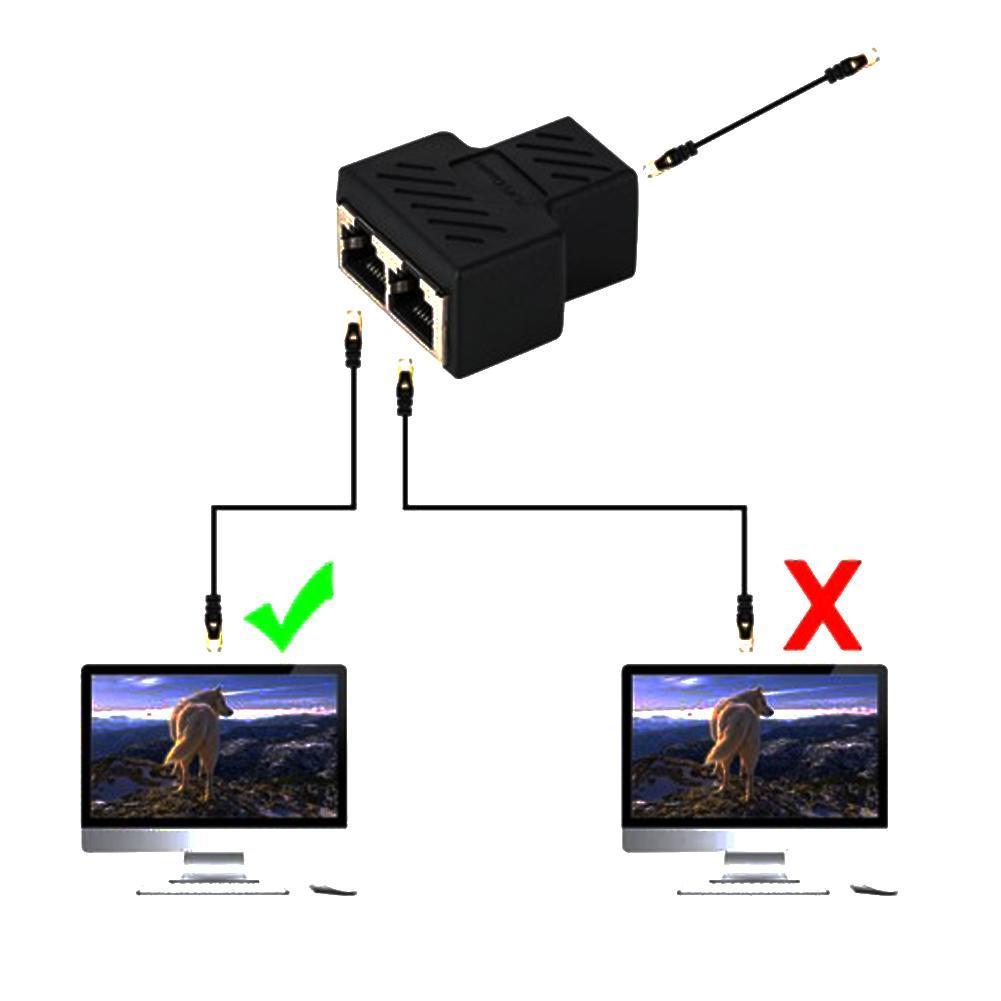RJ45 Splitter Adapter 1 to 2 Dual Female Port CAT 5/CAT 6 LAN Ethernet Socket Splitter Connector Adapter. 