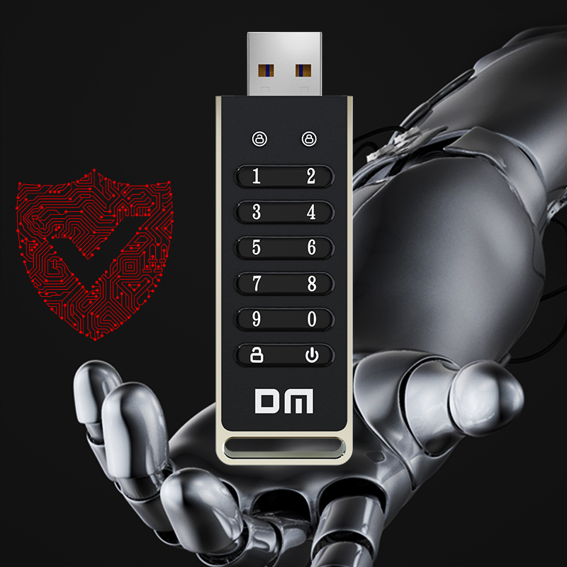 DM FD063 256-bit Encrypted USB Drive Password Secure Flash Drive USB3.2 U Disk Support Reset/Wipe/Auto Lock Function. 