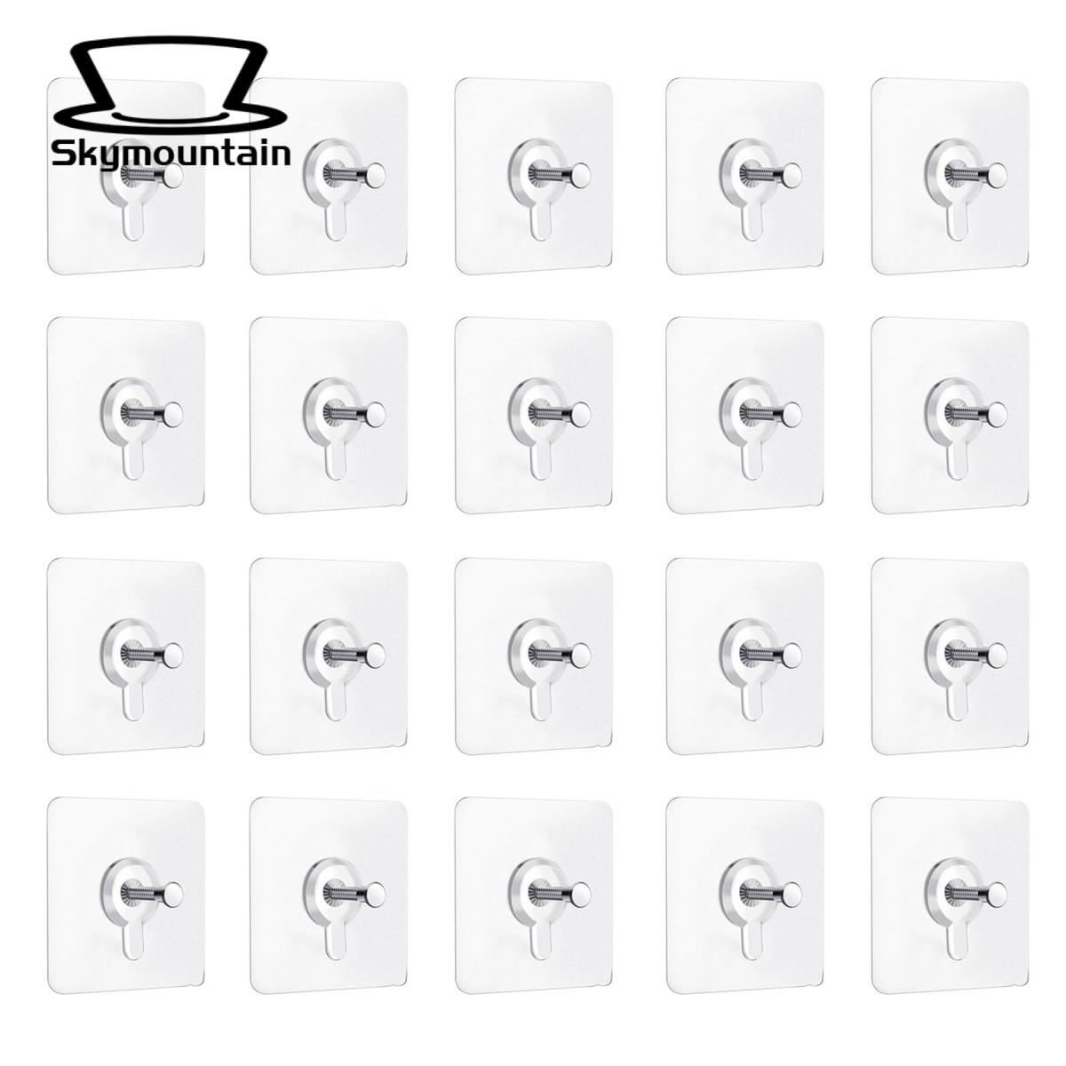 Mirror Hanging Hooks 20pcs/set Screw Wall Hook No Drill Adhesive Modern Heavy Duty Photo Frame Rack Clock Mirror Towel Clothes Hanger Self-adhesive Wall Hooks