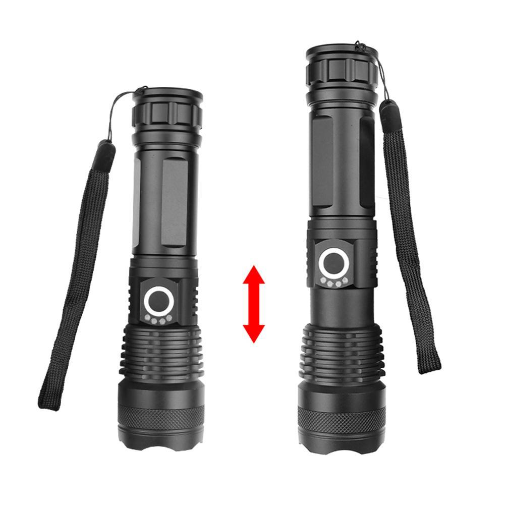 LB LED XHP50 Telescopic Focusing Flashlight High Light Torch with Power Display. 