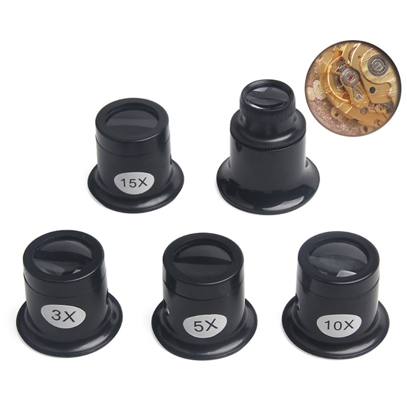 3X 5X 10X15X 20X Jewelers Eye Loupe Loop Magnifier Monocular Magnifying Glass for Watchmakers. 