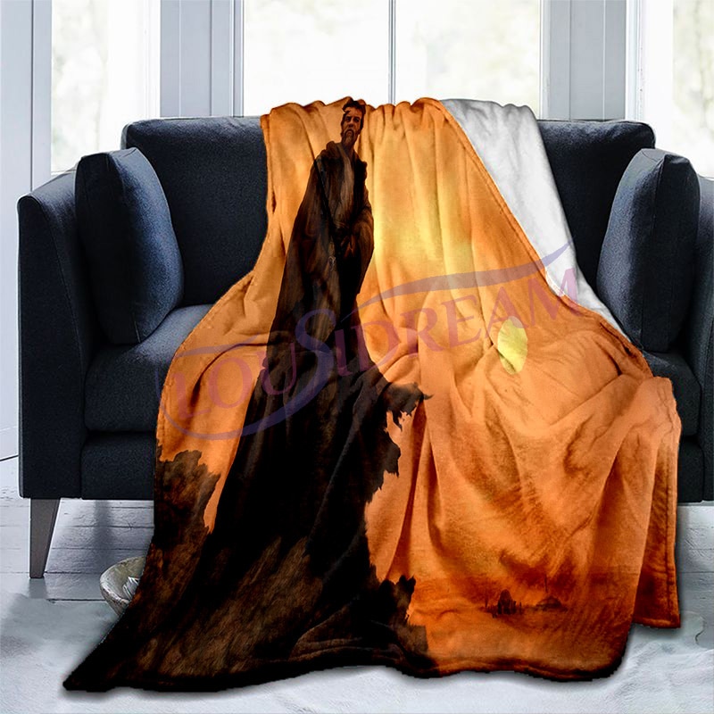 【2023NEW】Newest Space Jesus Print Obi-Wan Kenobi Blanket Warm Plush Cozy Home Throw Blanket for Beding Comfortable Couch Lightweight. 