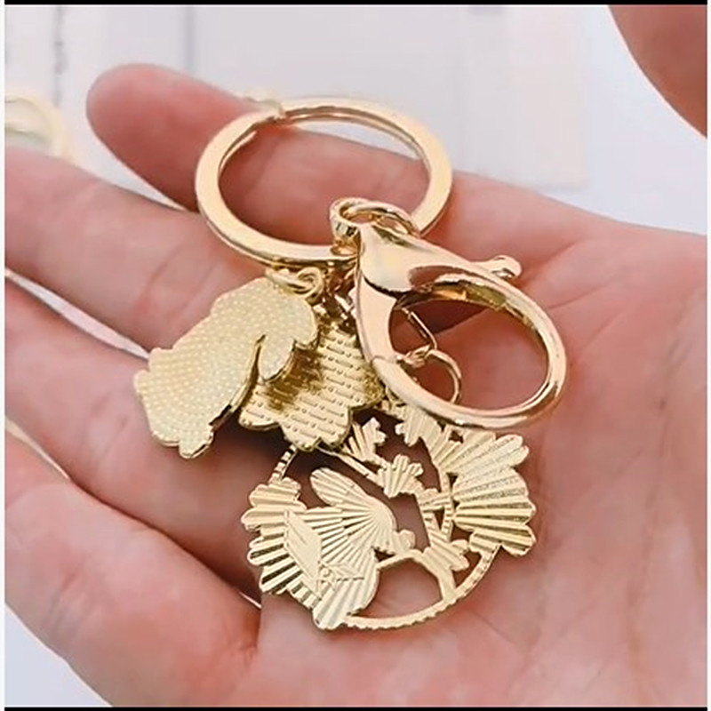 Enamel Finish Rabbit Keychain Decorative Purple Korean Fashion Enamel Keychain Pink 10*4*1cm Cherry Blossom Keychain for Daily. 