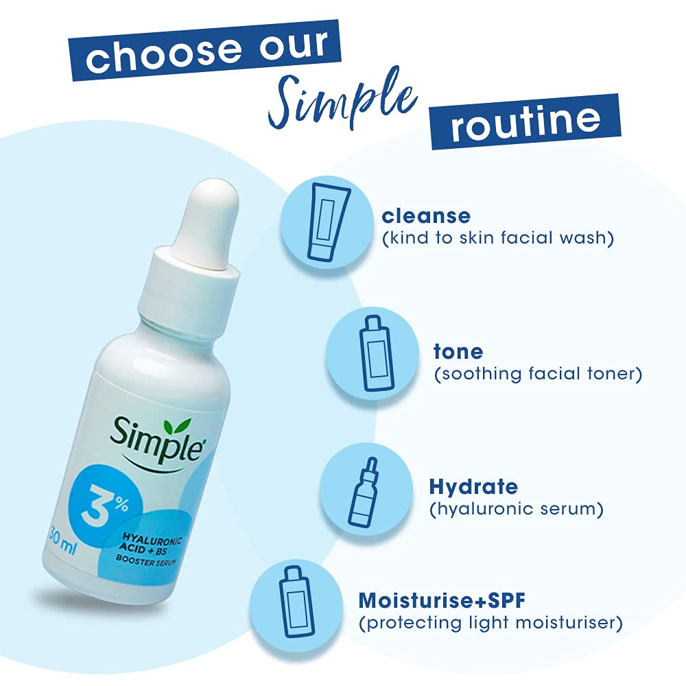 Simple Serum 3% Hyaluronic Acid + Vit B5 30ml | For Deep Hydration & Instantly Visible Results| For All Skin Types. 